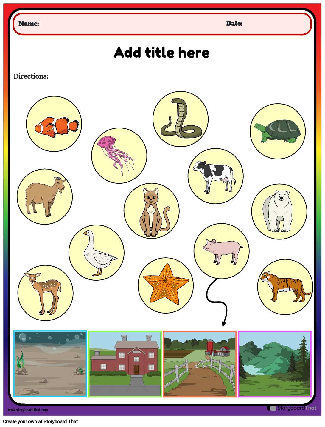 Where do animals Live? Worksheet Storyboard by templates