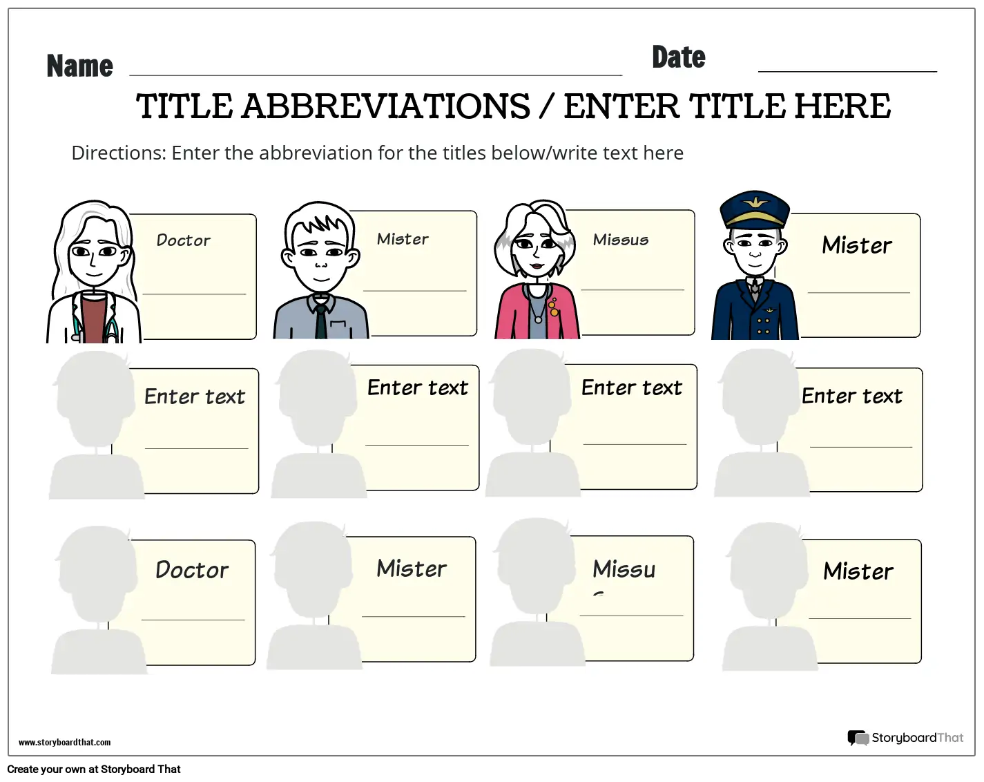 Who is Who? Abbreviations for People Titles Storyboard