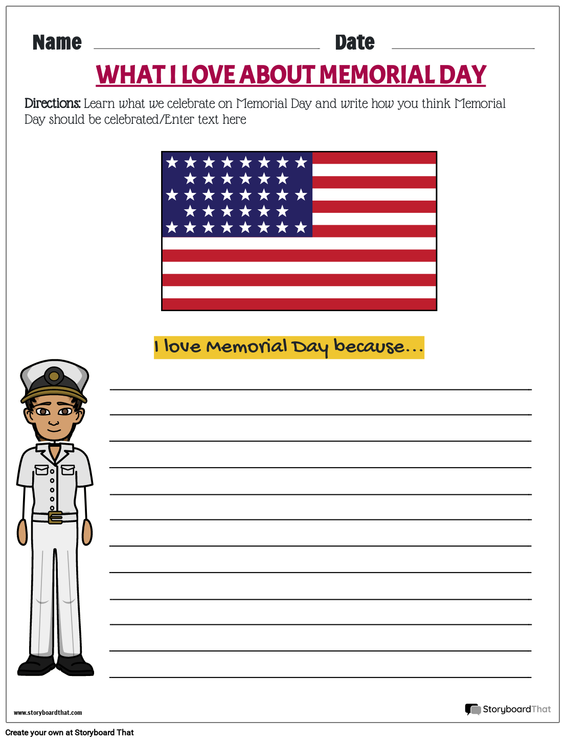 Why I appreciate Memorial Day Storyboard af templates Why I appreciate Memorial Day Storyboard af templates