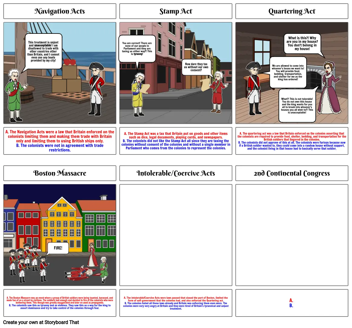 Causes Of The American Revolution Storyboard By Thebruh21