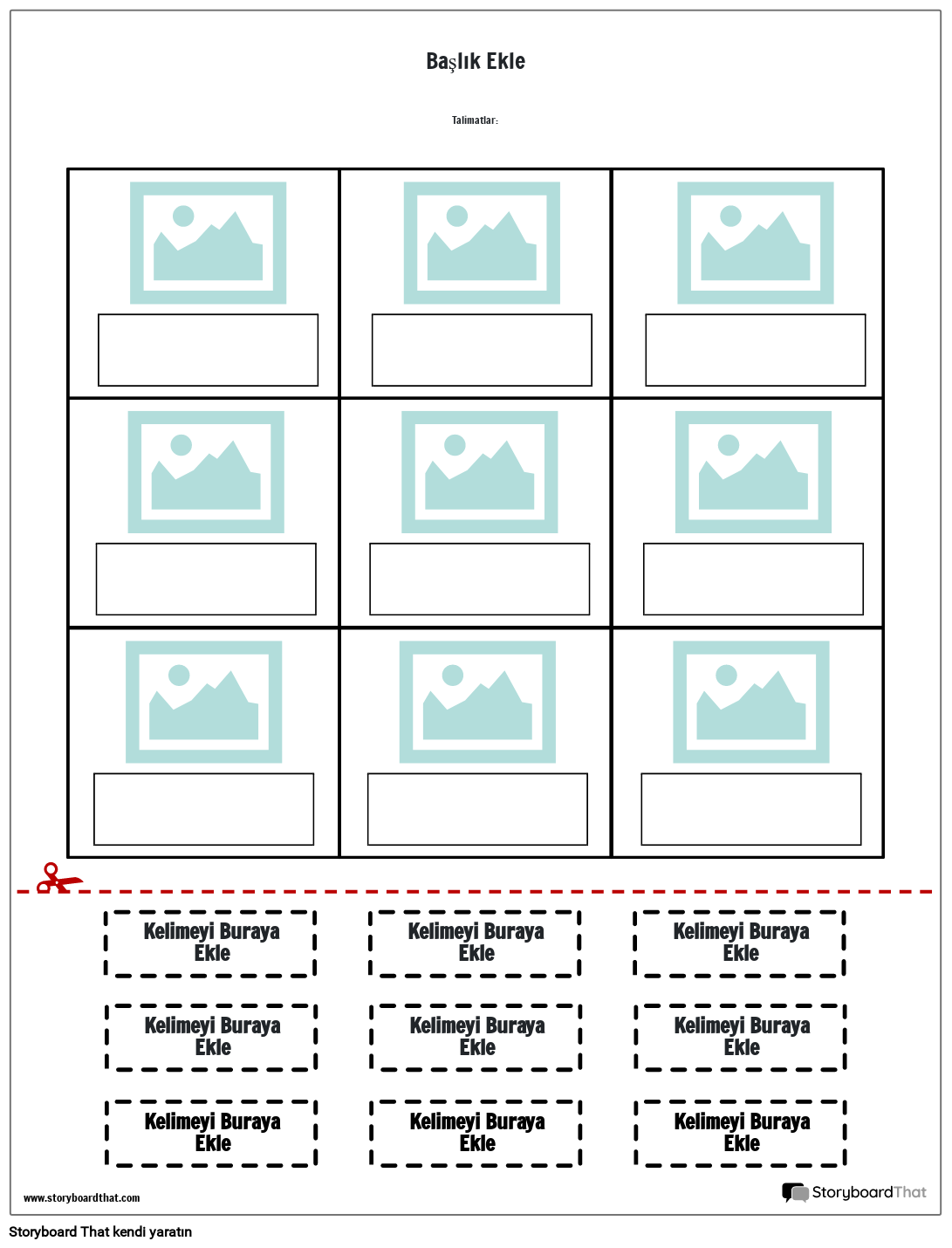 Eşleştirme Etkinliğini Kes Ve Yapıştır Storyboard