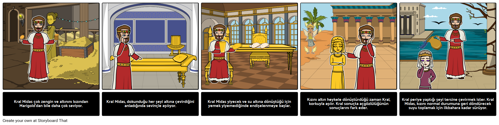 King Midas'ın Golden Touch Karakter Analizi Storyboard