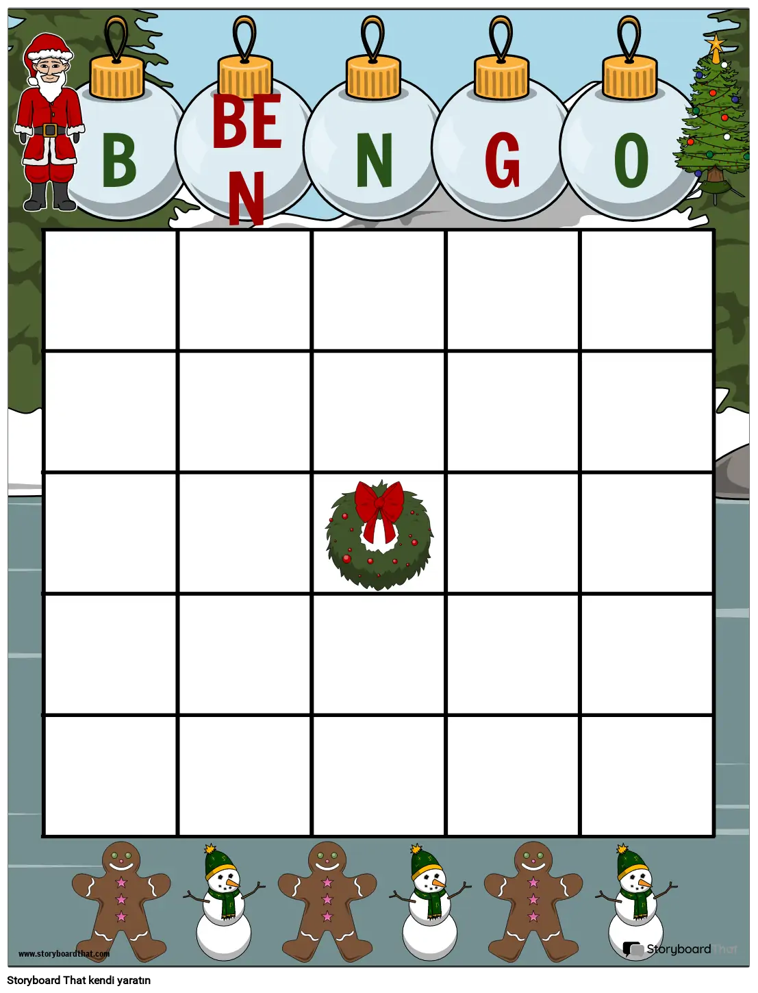 Noel İçin Bingo Oyunu