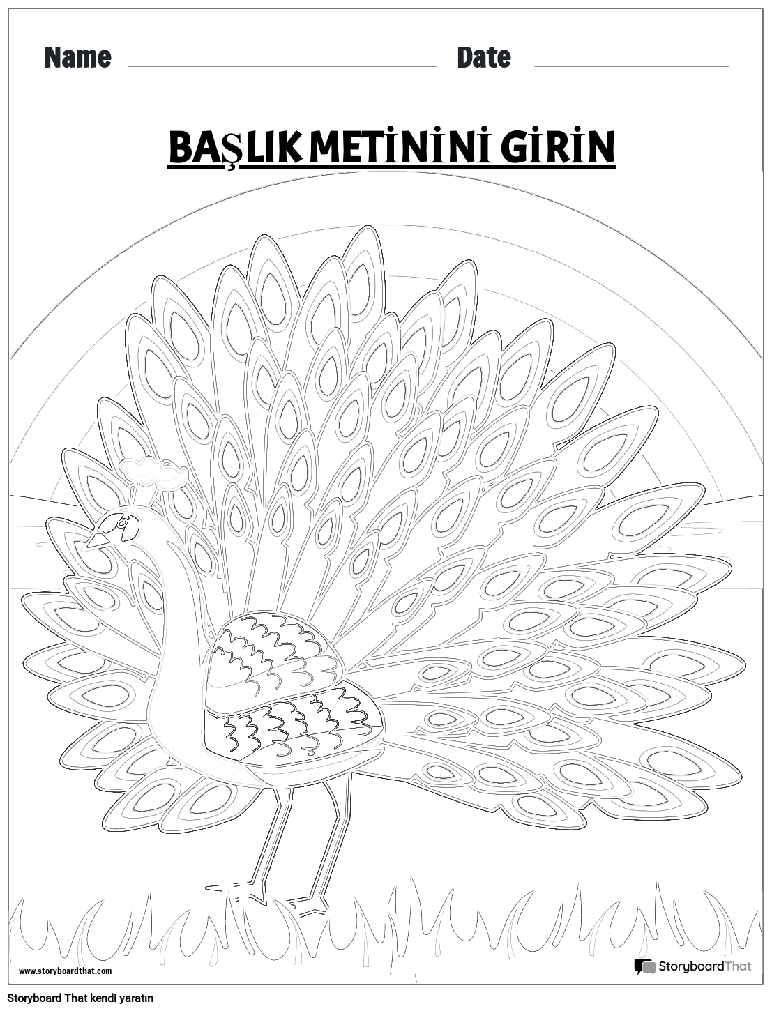 Tavus Ku u Boyama Sayfas Storyboard By Tr examples