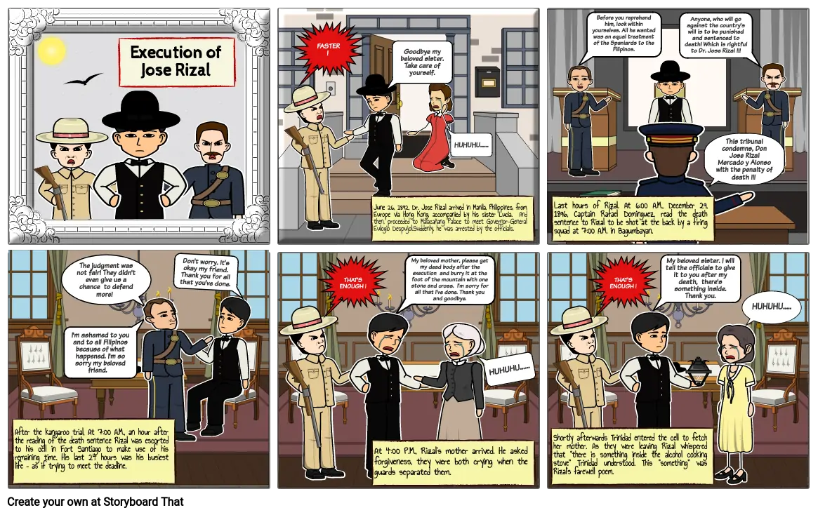 Comics Strip about execution of rizal