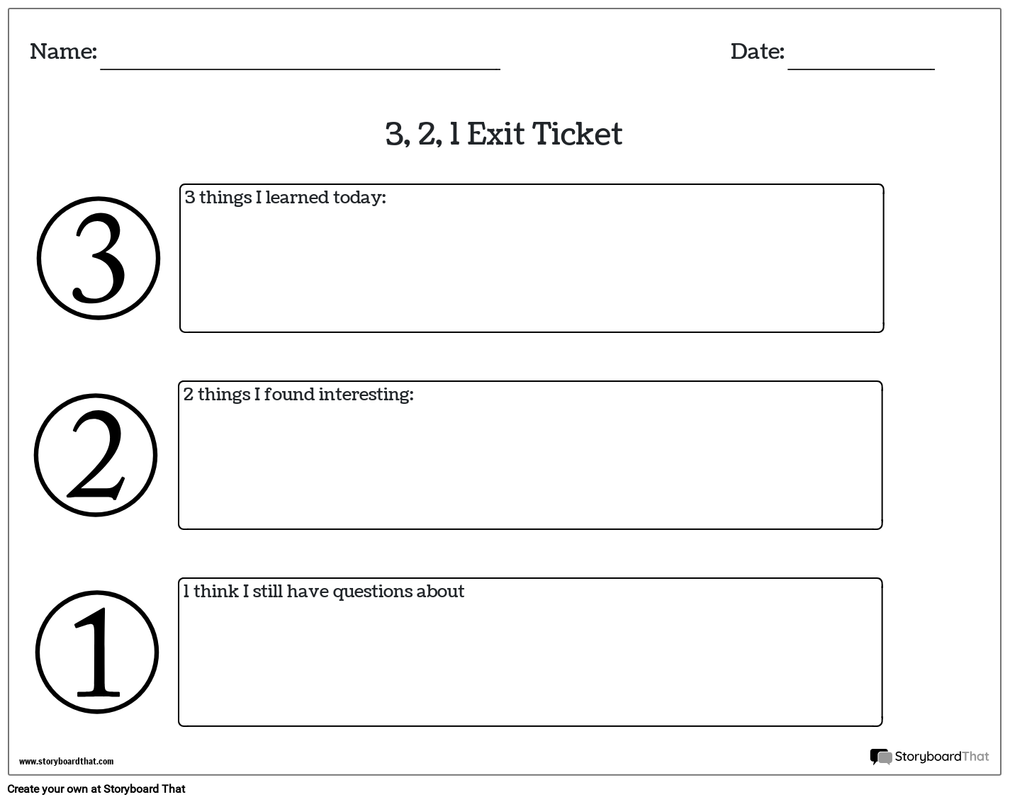 Exit Ticket Templates & Examples — Create an Exit Ticket | StoryboardThat