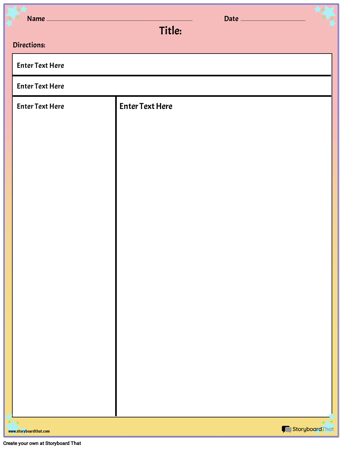 Pink and Yellow Themed Active Reading Worksheet