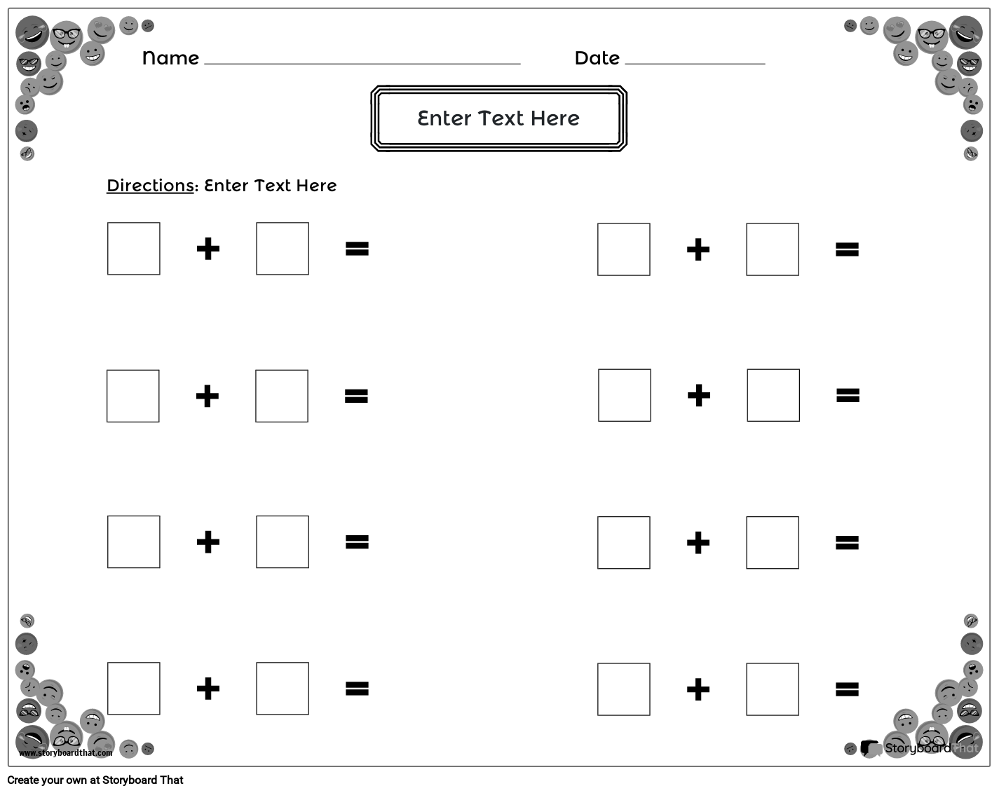 Addition Landscape BW 2 Storyboard By Worksheet templates