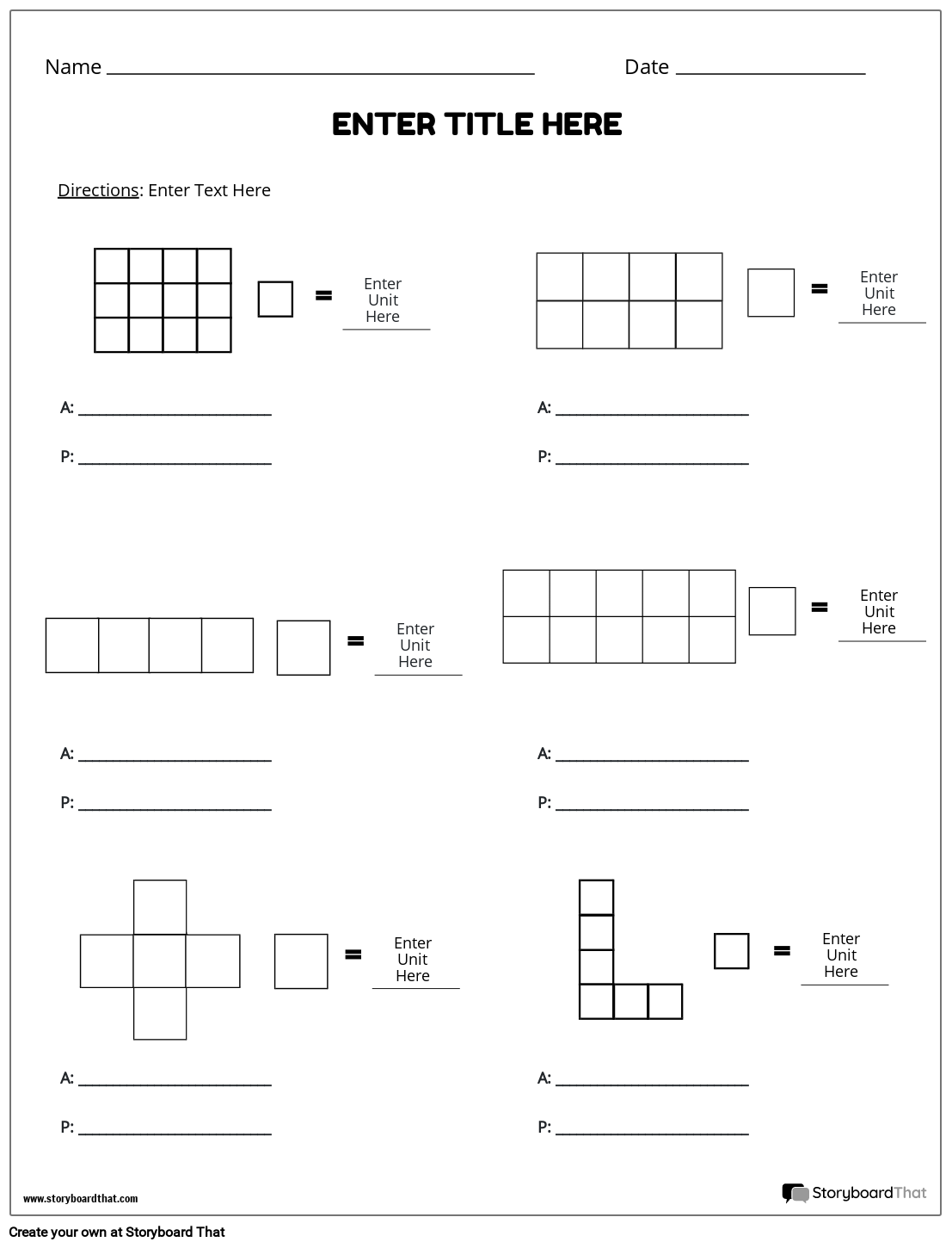 Simple Blocks Based Area and Perimeter Template