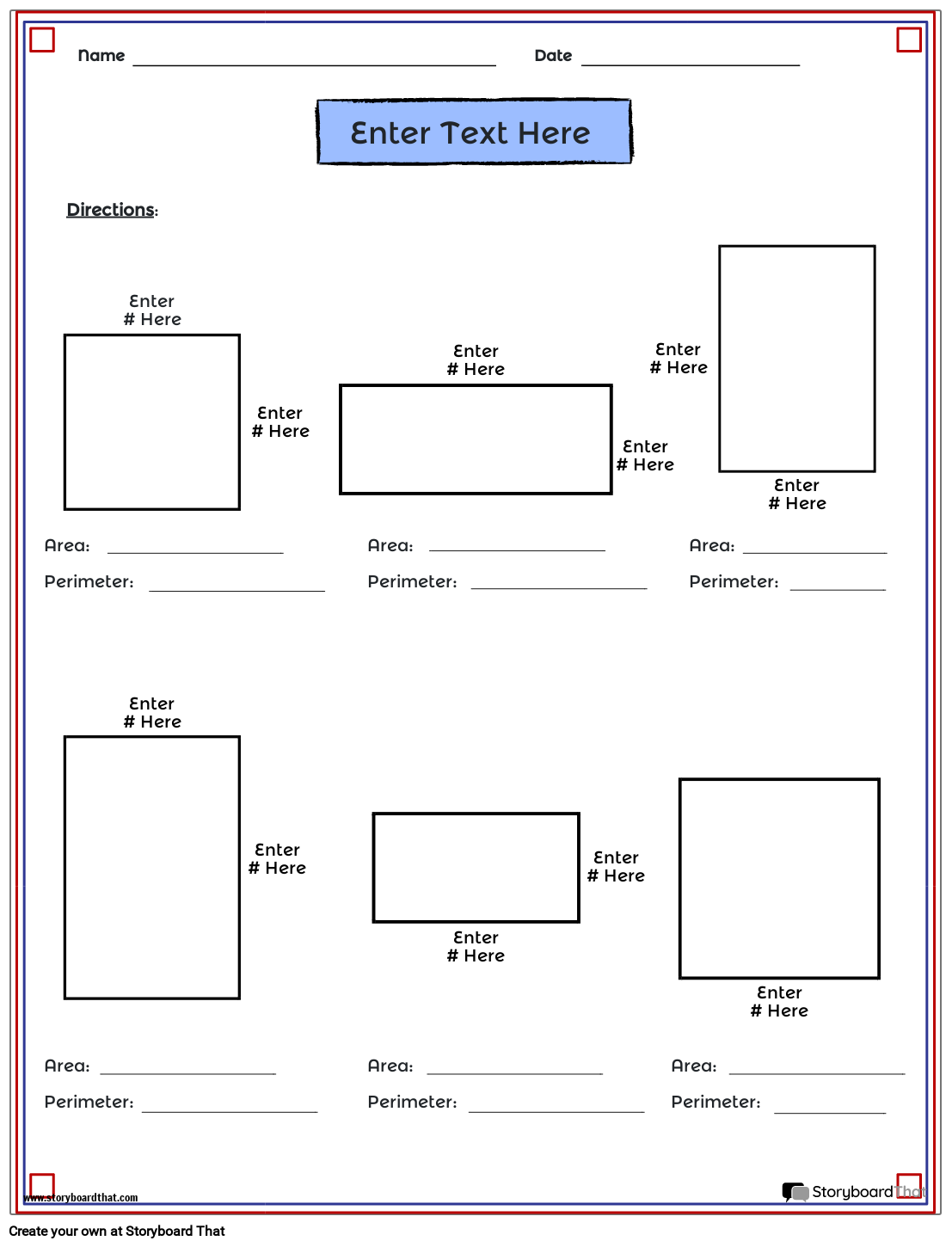 Area Perimeter 1 Storyboard Av Worksheet templates