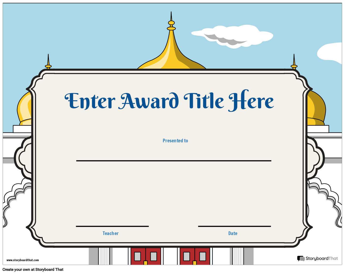Award Template for Students — Printable Award Certificates | StoryboardThat