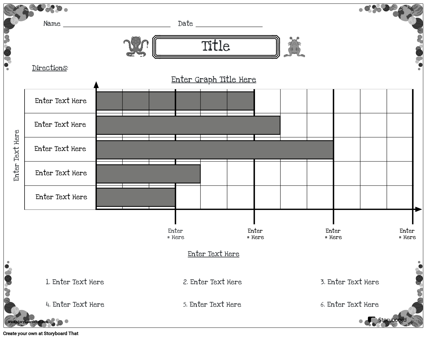 Outer Space Themed Bar Graph Worksheet Design