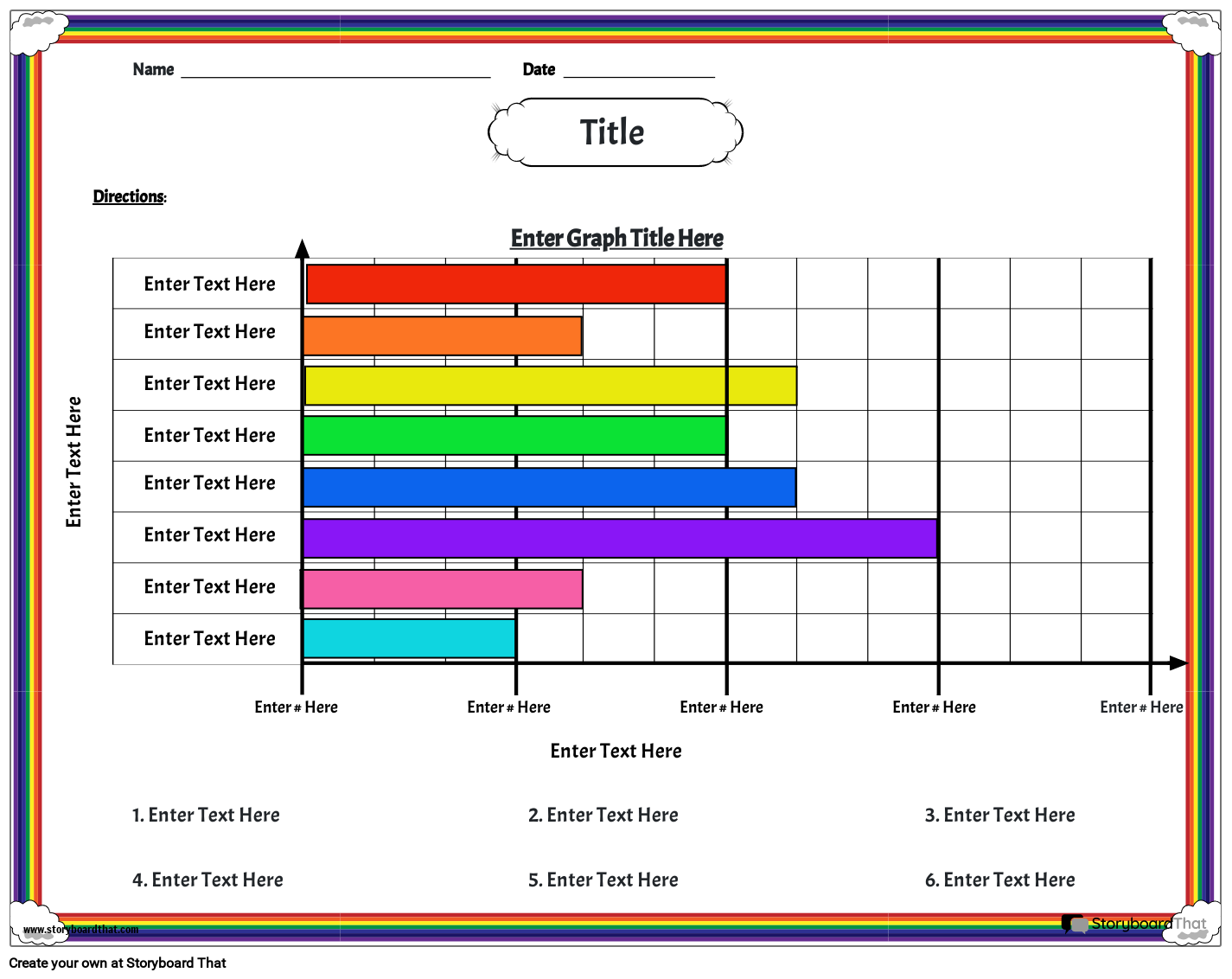 Cute Rainbow Themed Bar Graph Worksheet Storyboard