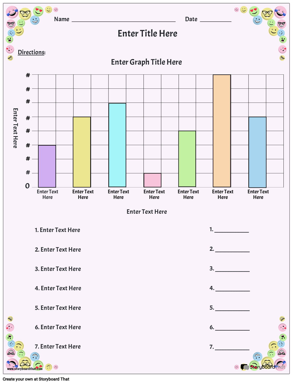 Bar Graph Worksheet With A Cute Pastel Aesthetic