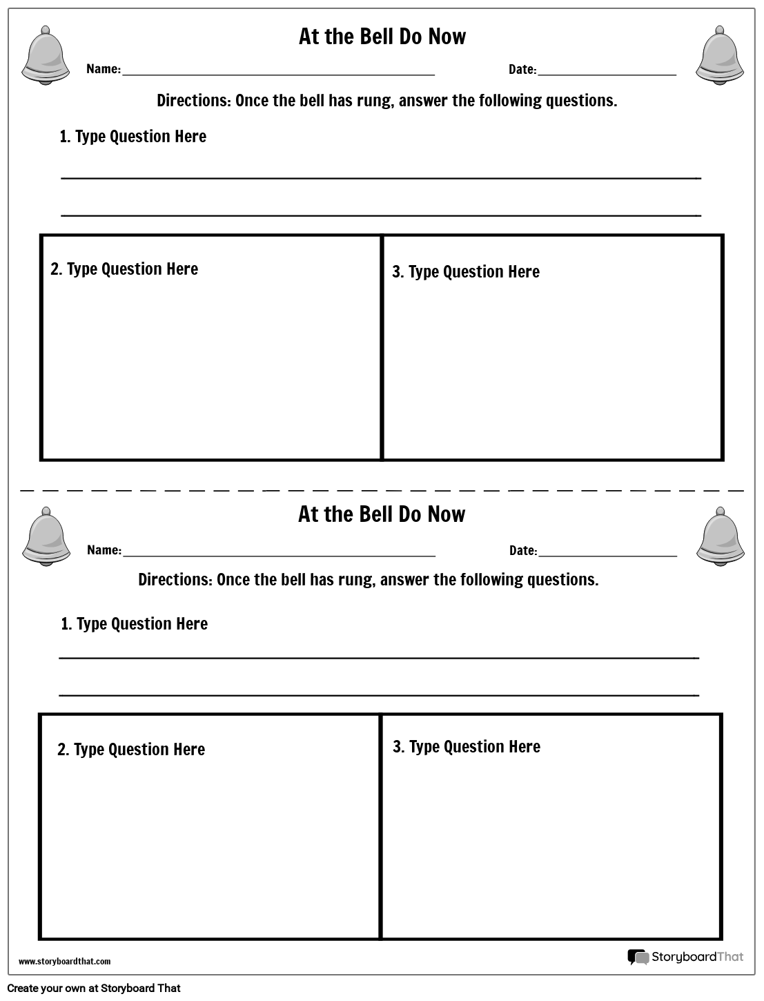Bell Ringer Template & Activities — Free Printable Bell Ringers |  StoryboardThat