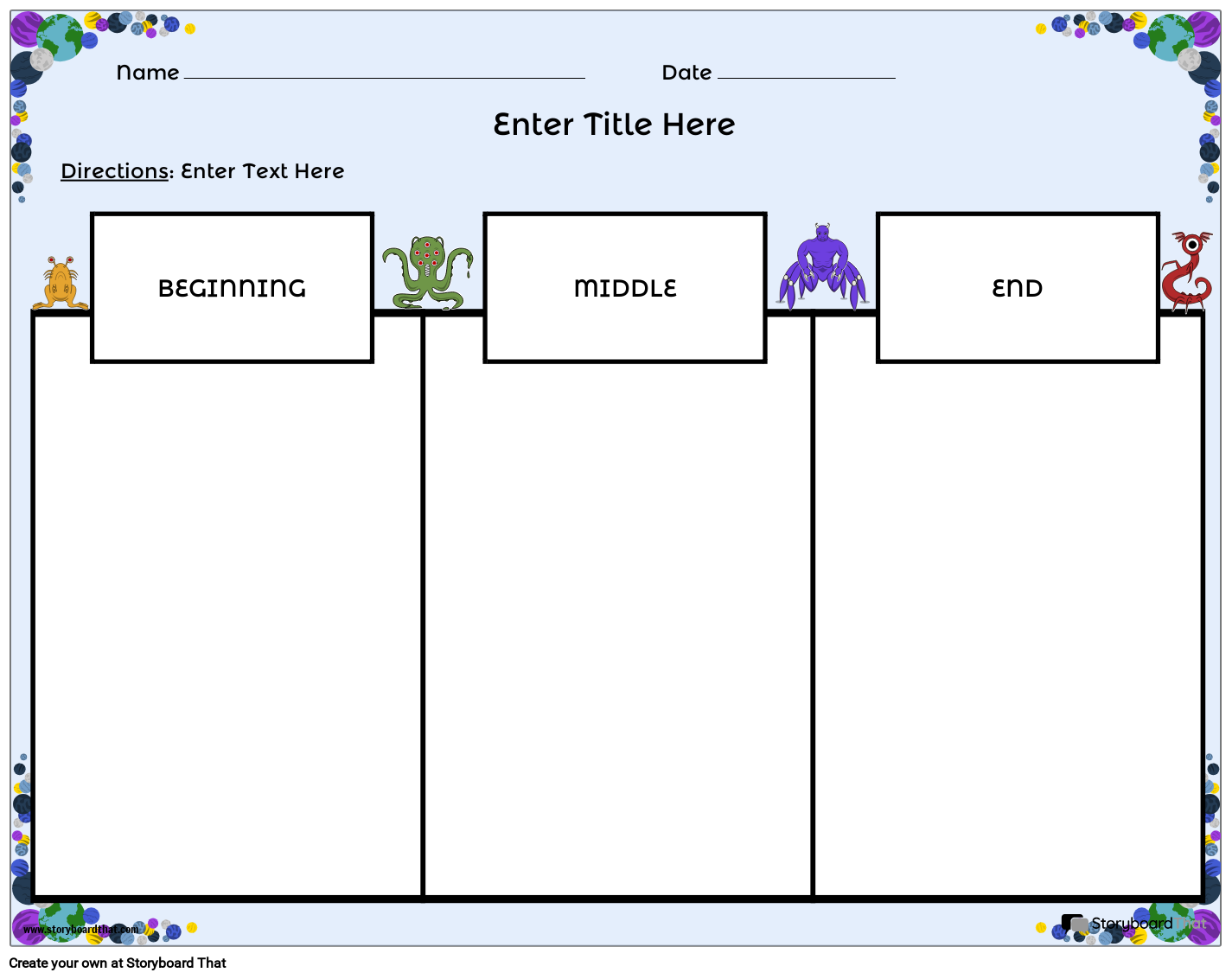 Alien-Themed Beginning, Middle, & End Template