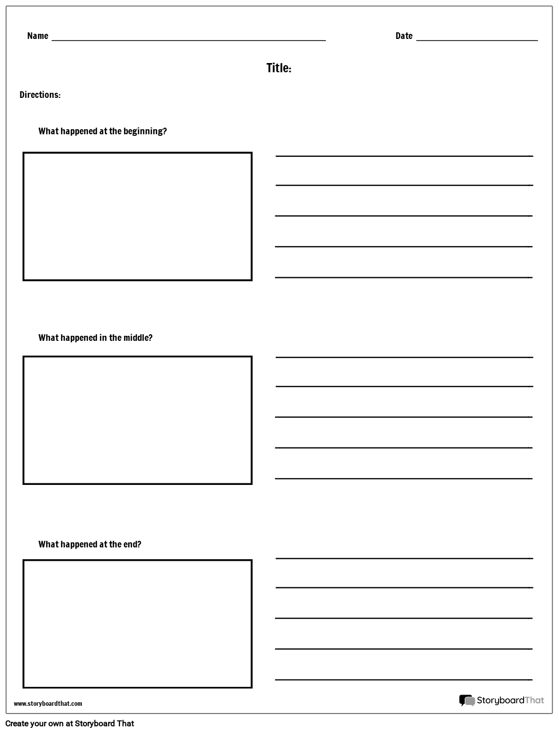 BME Picture and Lines Storyboard von worksheet-templates In Beginning Middle End Worksheet