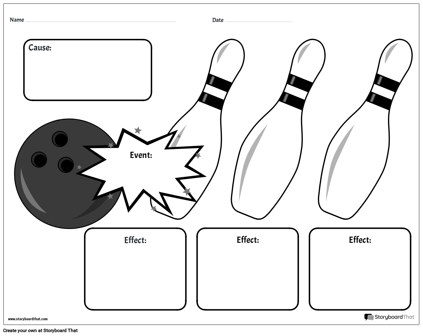 Cause And Effect Bowling Storyboard Von Worksheet templates