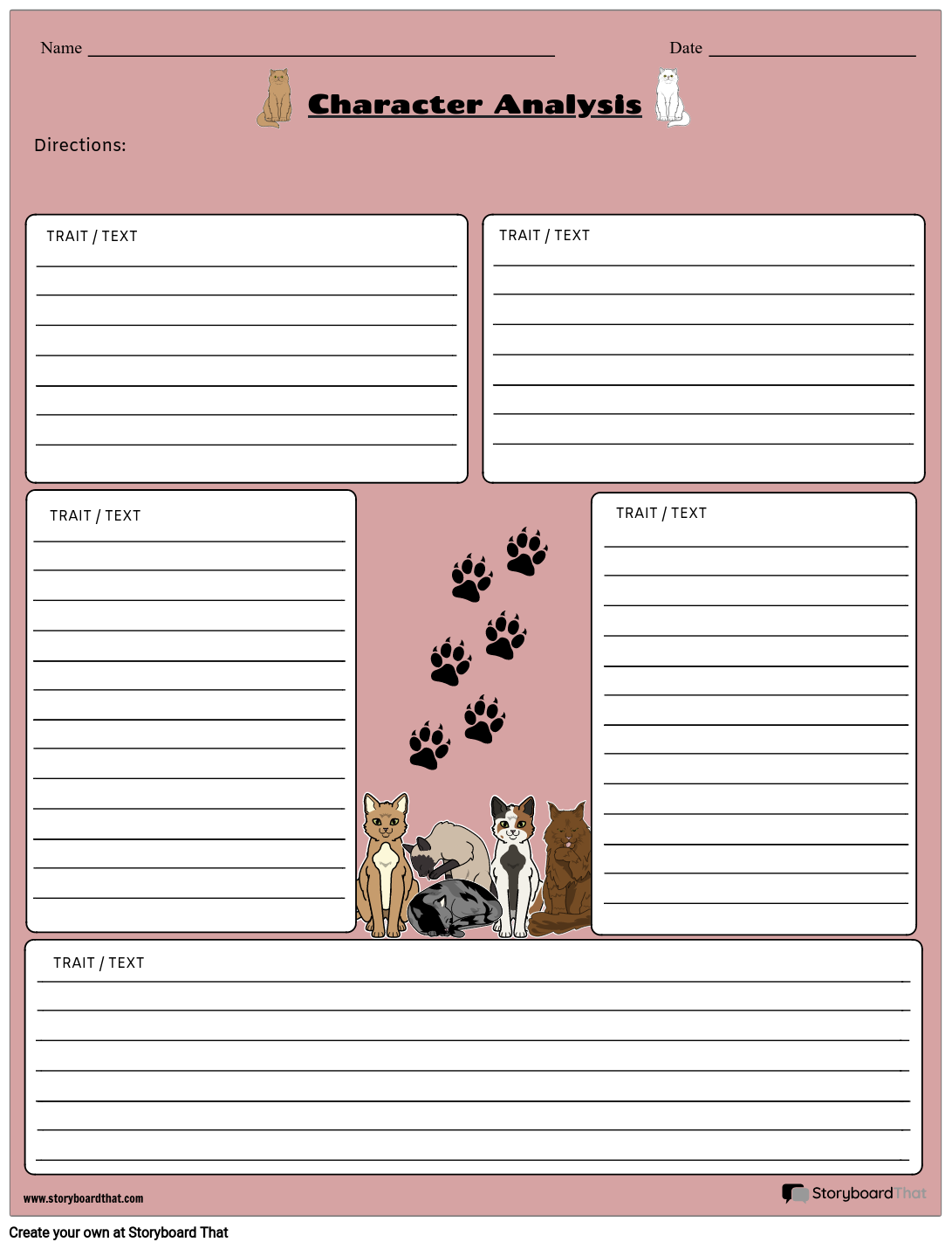 Character Analysis 5 Worksheet templates