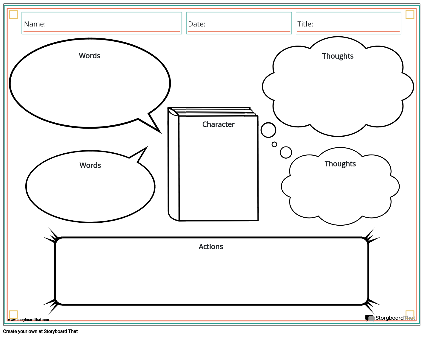 Character Map Graphic Organizer Character Map Worksheet