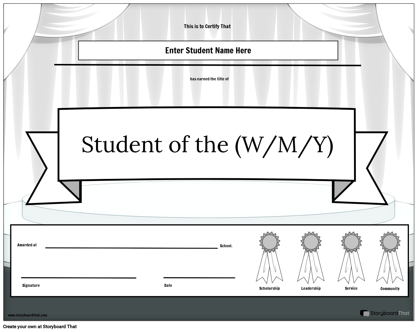 class-awards-landscape-bw-5-storyboard-por-worksheet-templates