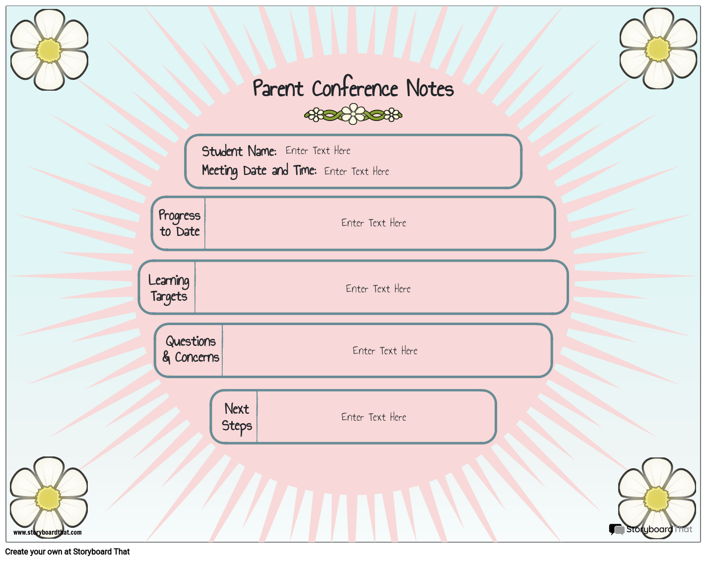 ParentTeacher Conference Notes Teacher Resources