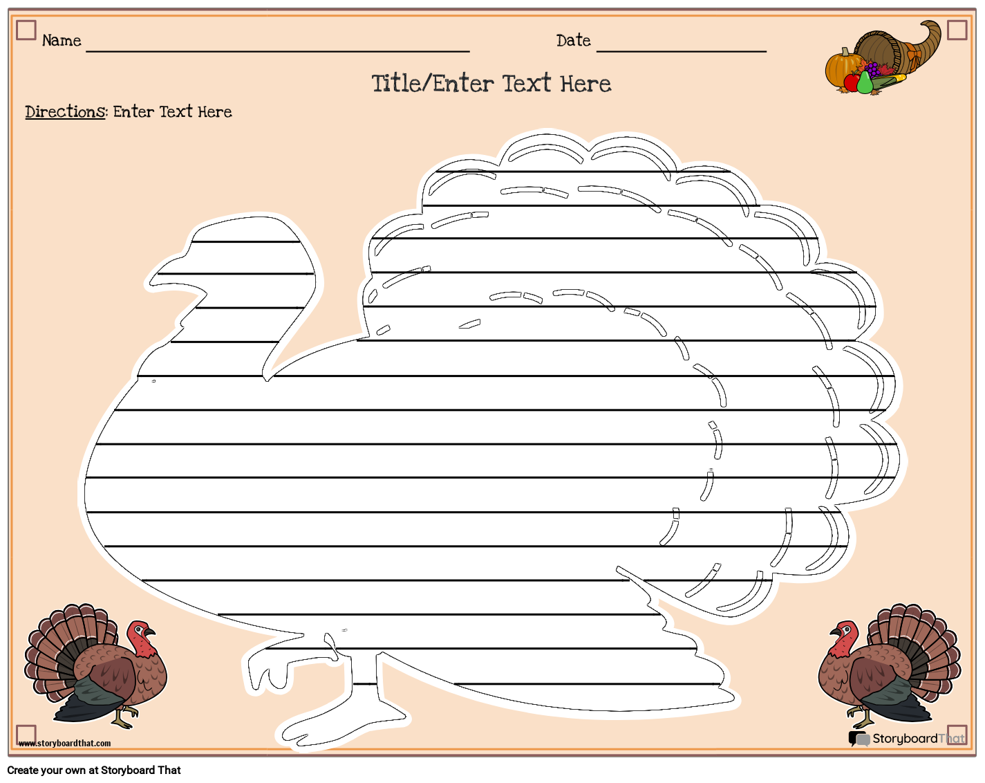 creative writing template with a thanksgiving theme