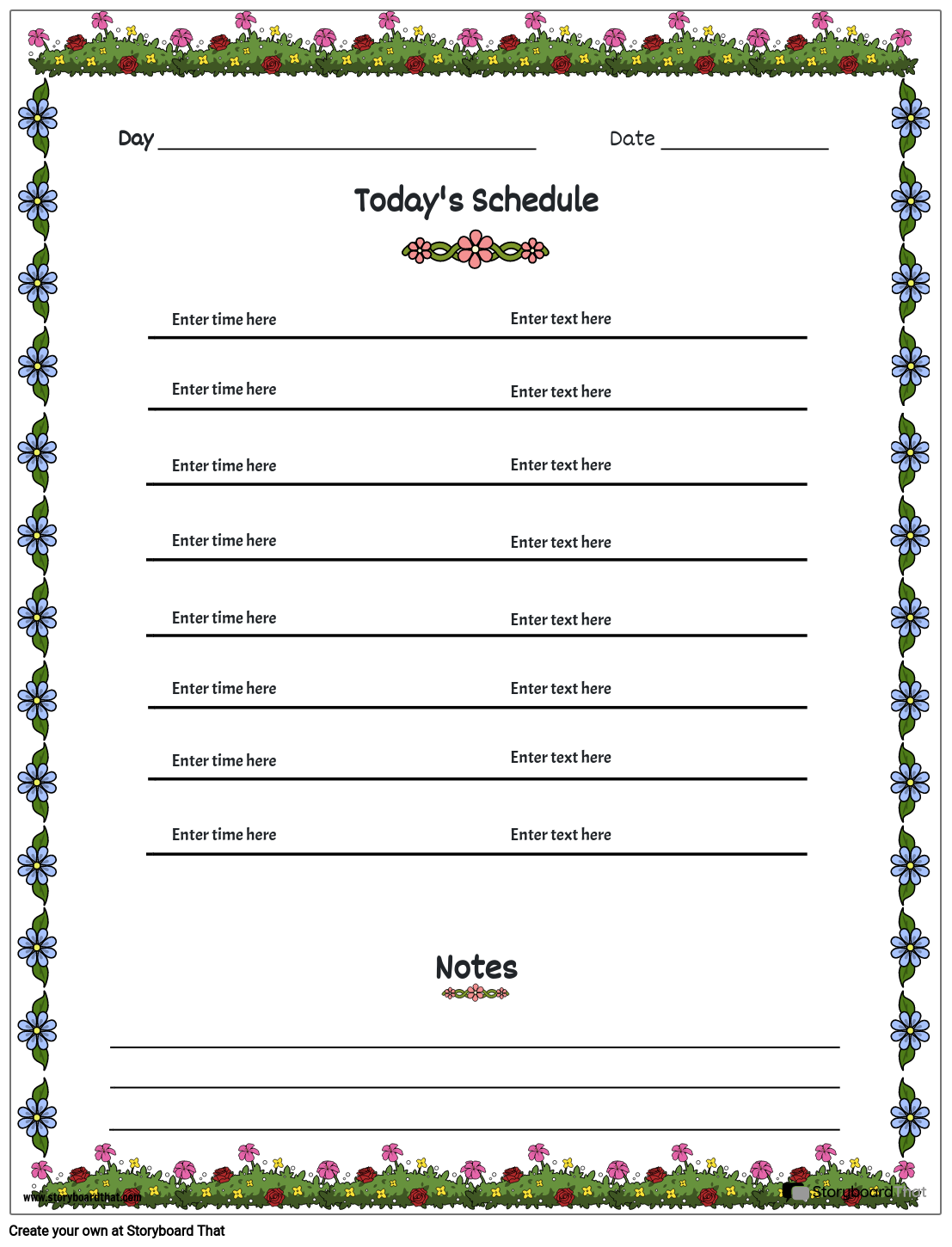 Daily Planner 5 Storyboard By Worksheet templates