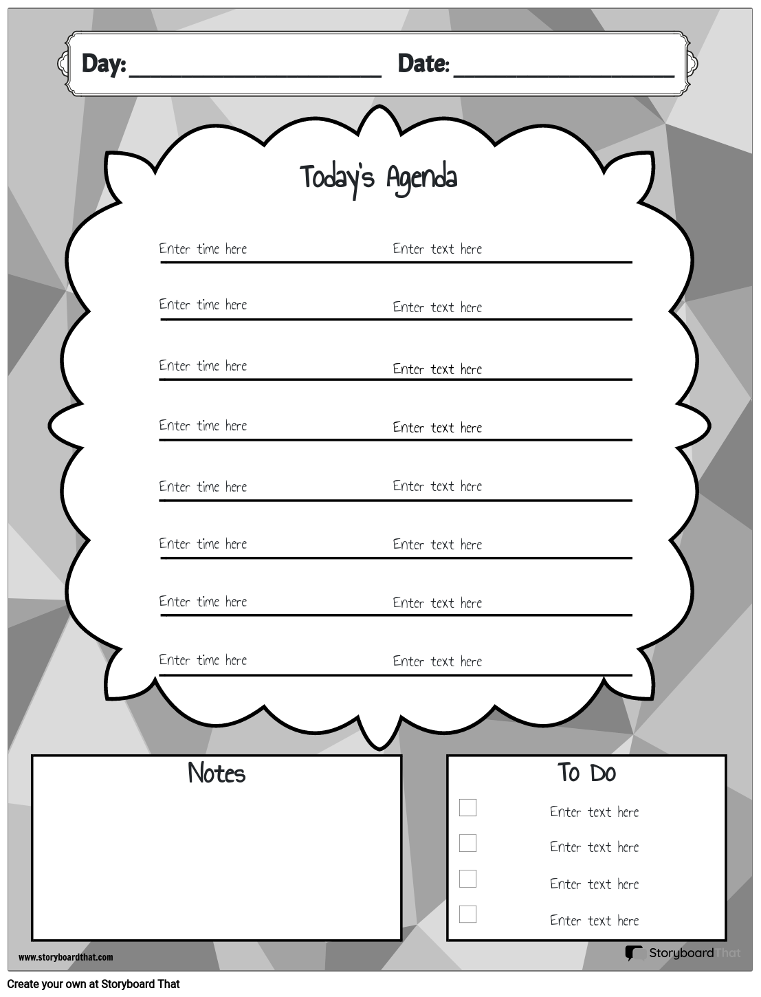 Daily Planner BW 2 Storyboard Von Worksheet templates