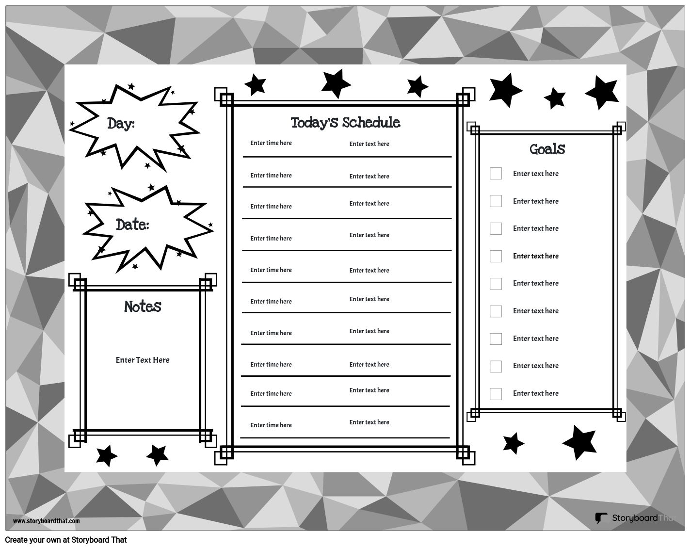 daily-planner-bw-5-storyboard-von-worksheet-templates