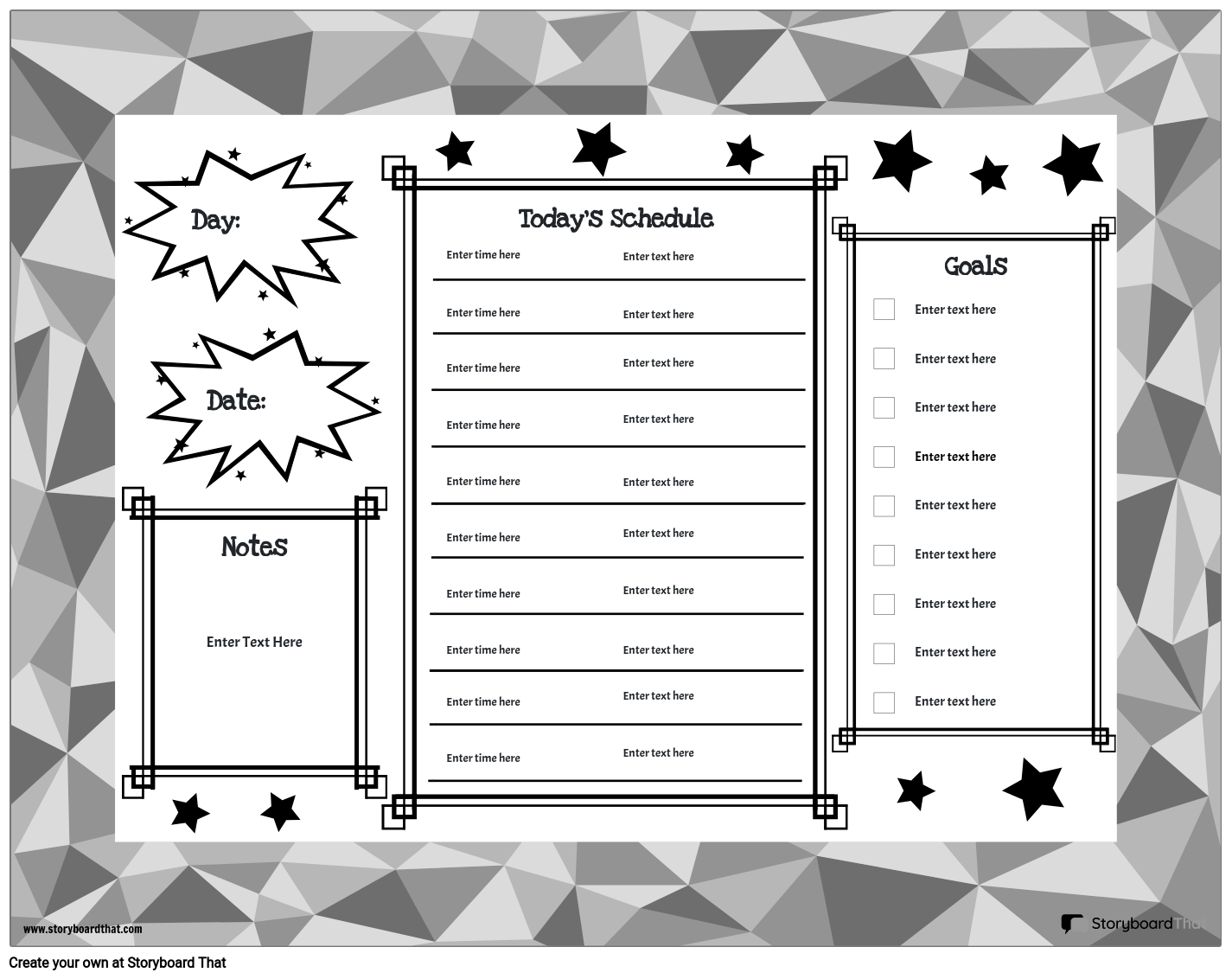 daily-planner-bw-5-storyboard-por-worksheet-templates