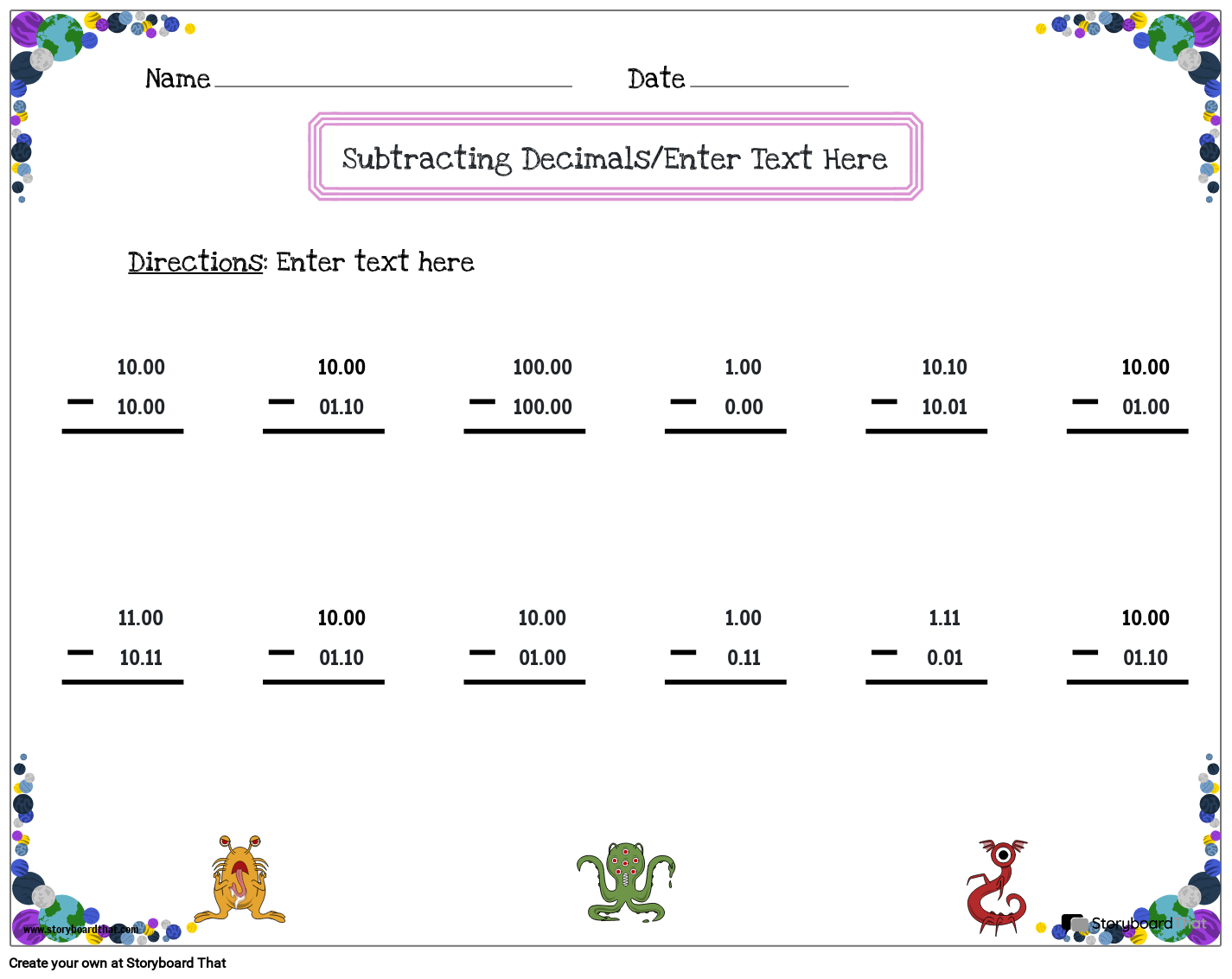 decimal-worksheet-templates-make-decimal-worksheets-storyboardthat
