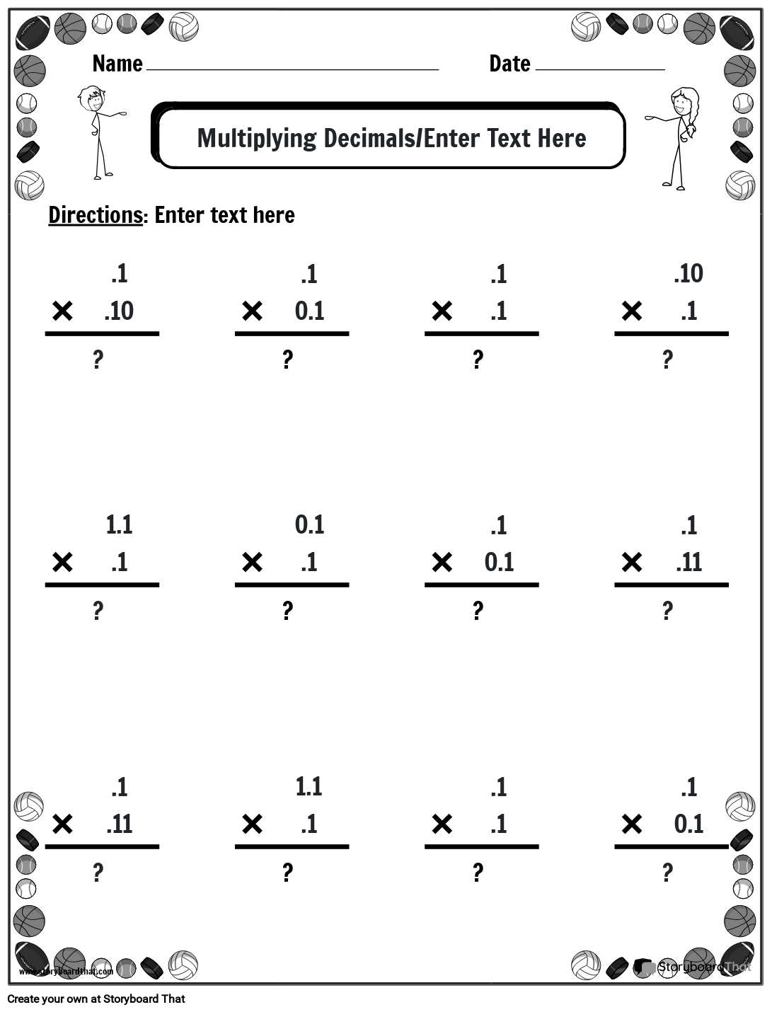 decimals-portrait-bw-3-storyboard-por-worksheet-templates