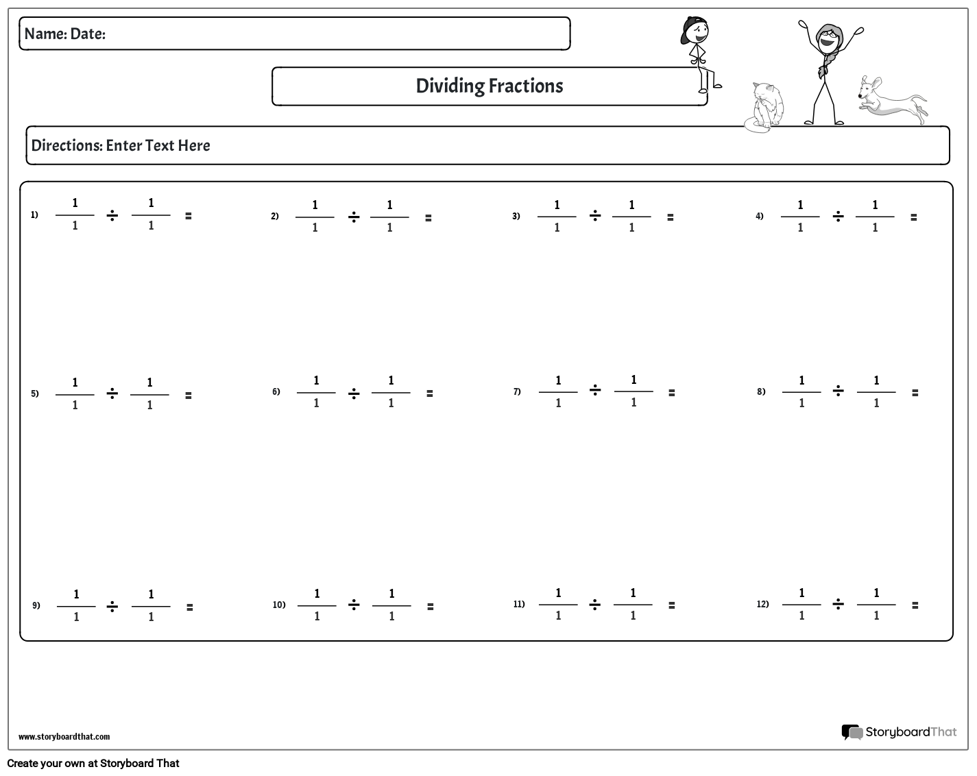 Division Landscape BW 3 Storyboard Por Worksheet templates division-landscape-bw-3-storyboard-por-worksheet-templates