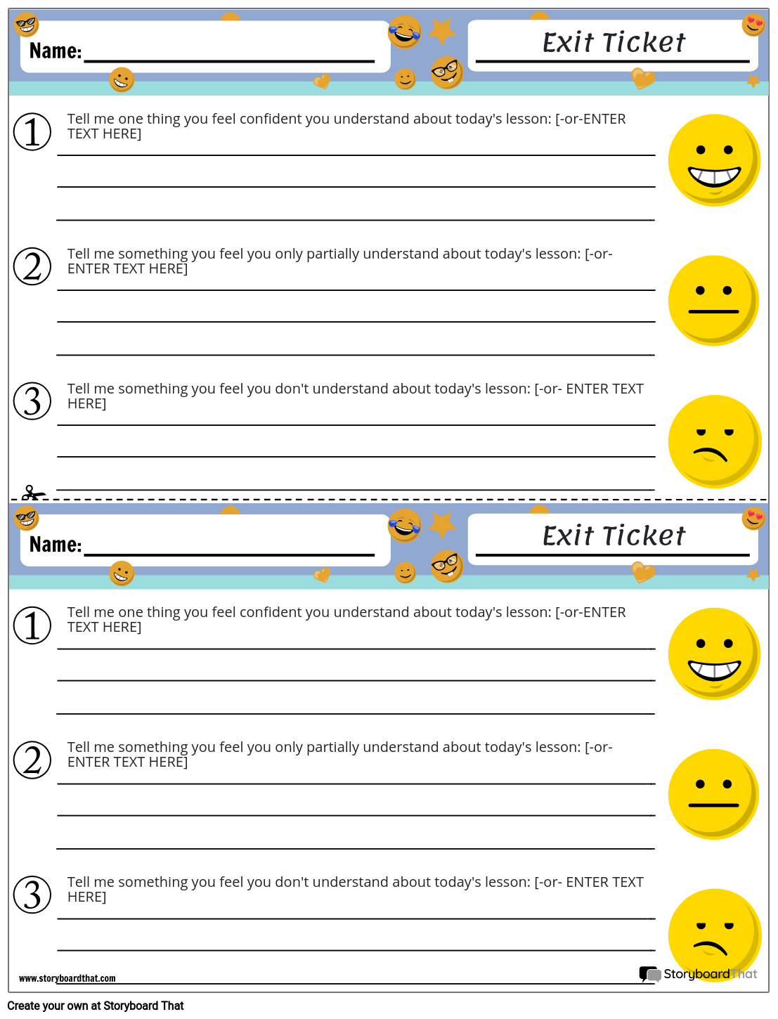 Printable Editable Exit Ticket Template