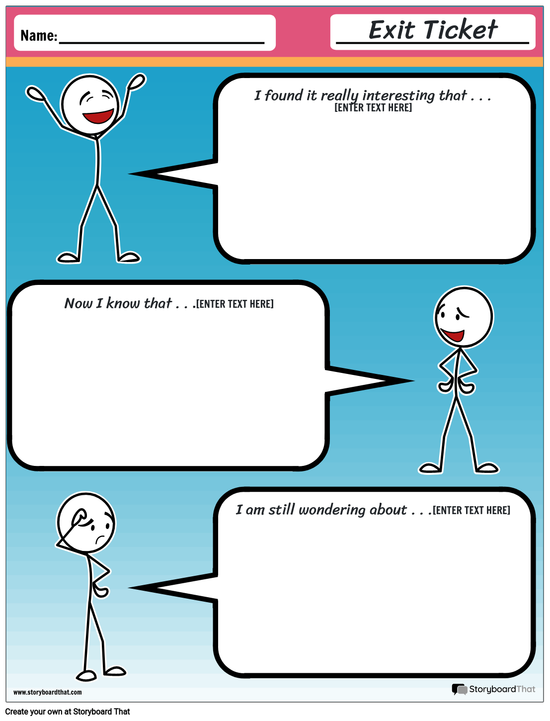 Stickman Themed Exit Ticket Template Storyboard