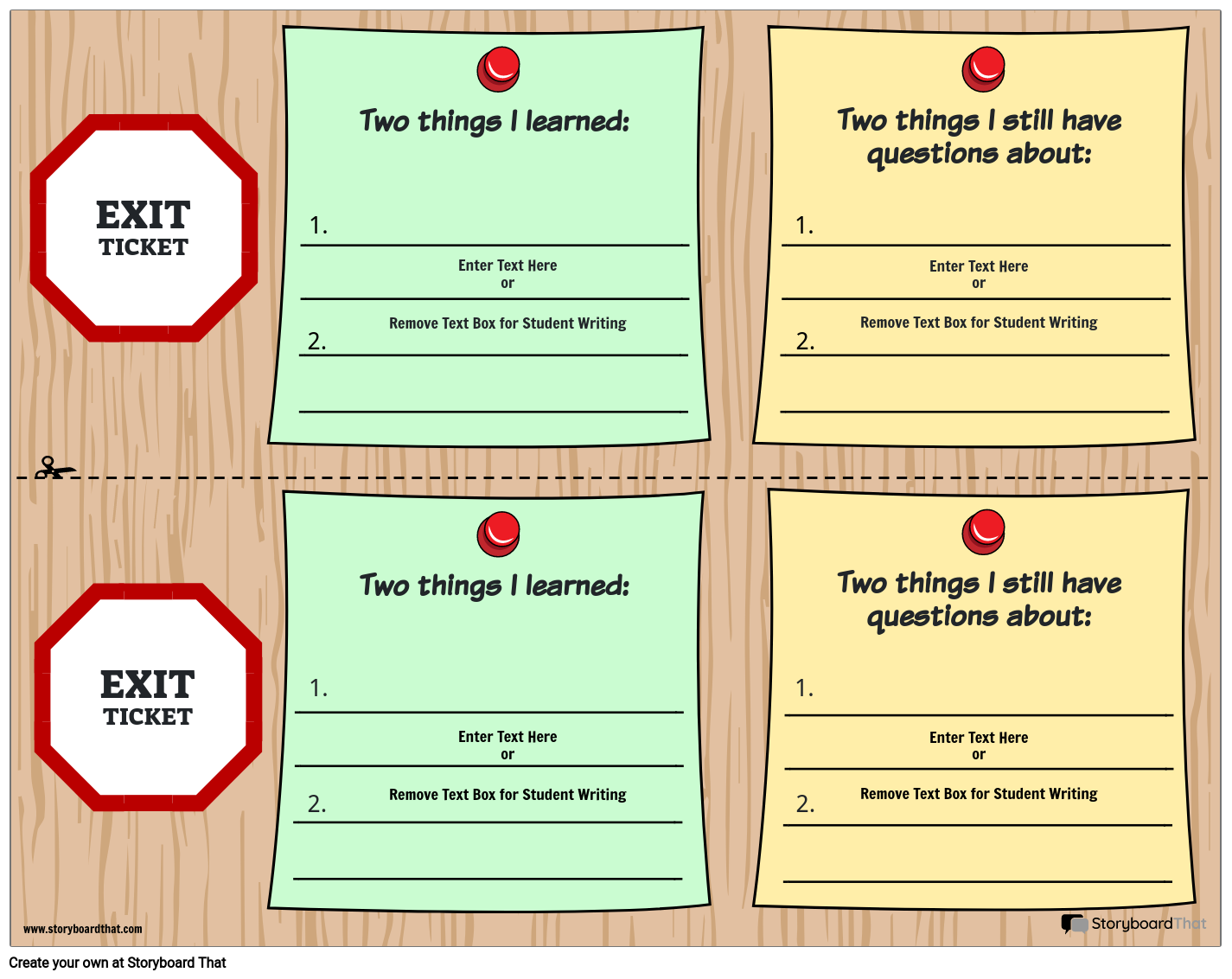 Sticky Notes Themed Exit Ticket Template Storyboard