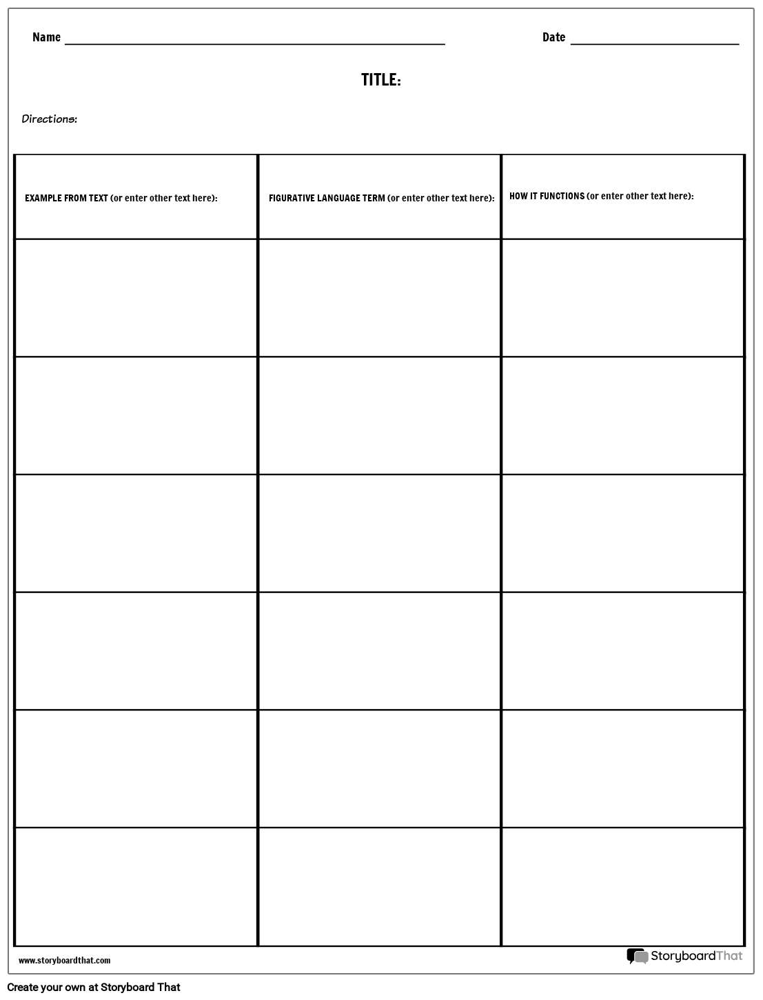 FL Chart Storyboard Por Worksheet templates
