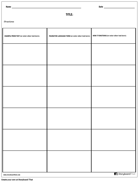 Create Figurative Language Worksheets Ela Figurative Language Chart