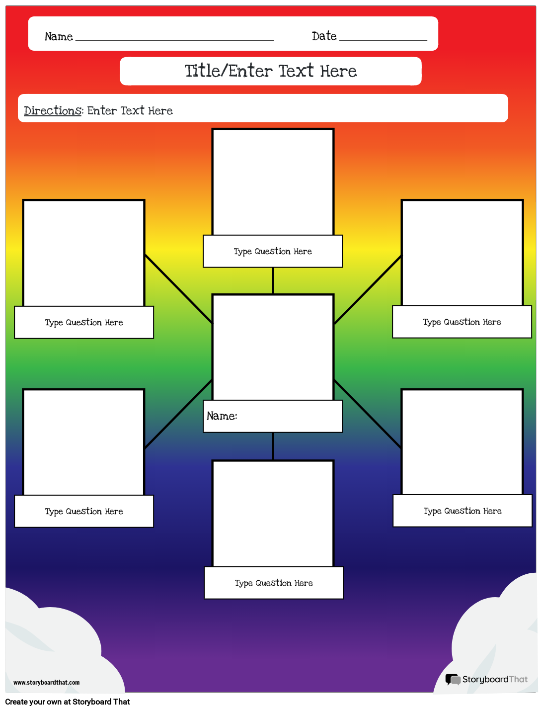 First Day Activities All About Me Spider Map With Rainbow Background