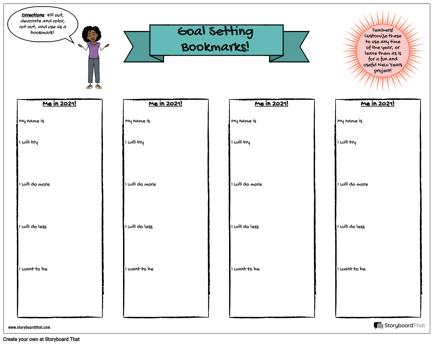 goal-setting-bookmarks-worksheet-templates