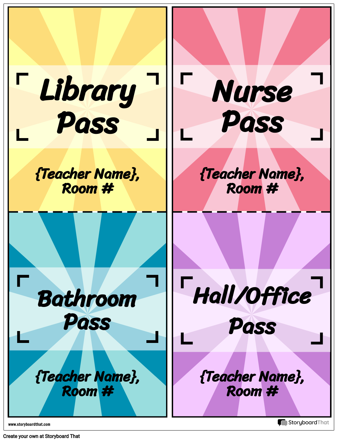 Hall Passes Template For Library Nurse And Bathroom