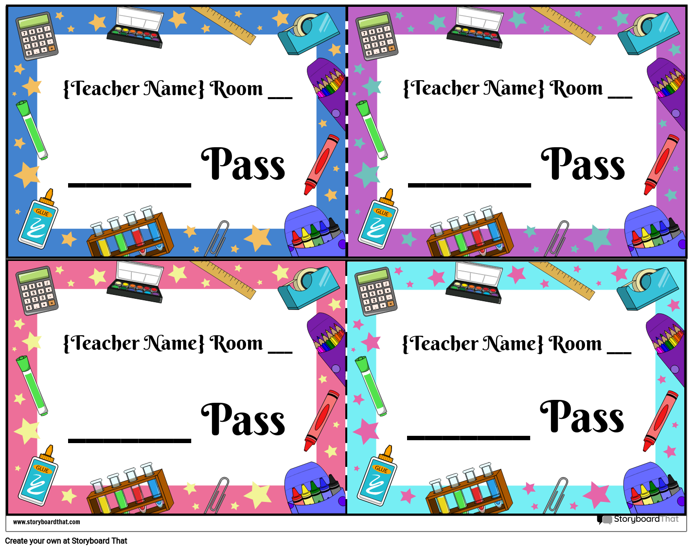 Custom Hall Passes With Fun Border Storyboard Por Worksheet Templates 