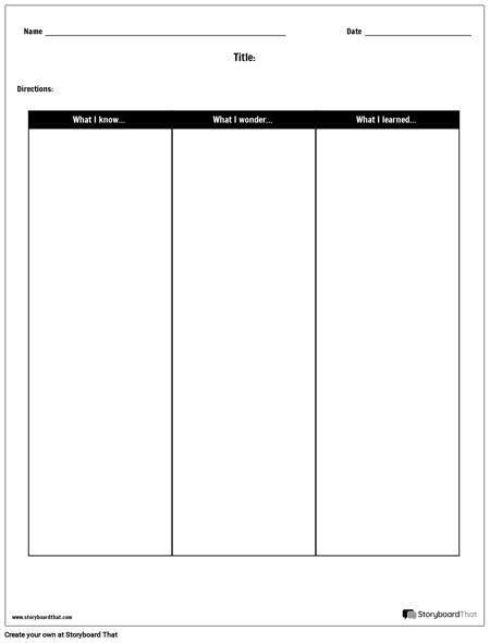 KWL Chart Template | Make KWHL Chart Worksheets