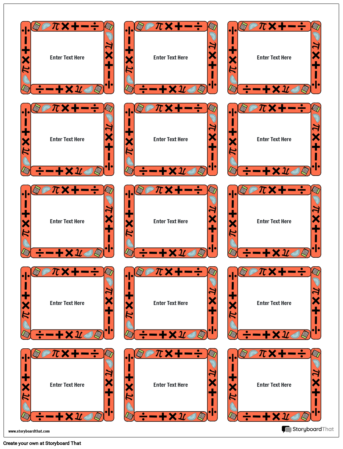 Custom Math Symbol Labels Storyboard by worksheet templates