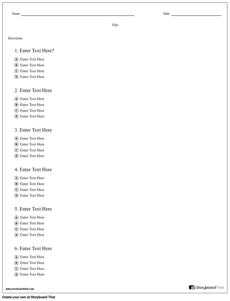  Multiple Choice Test Template Make Multiple Choice Worksheets