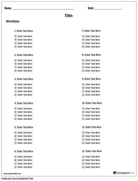  Multiple Choice Test Template Make Multiple Choice Worksheets 