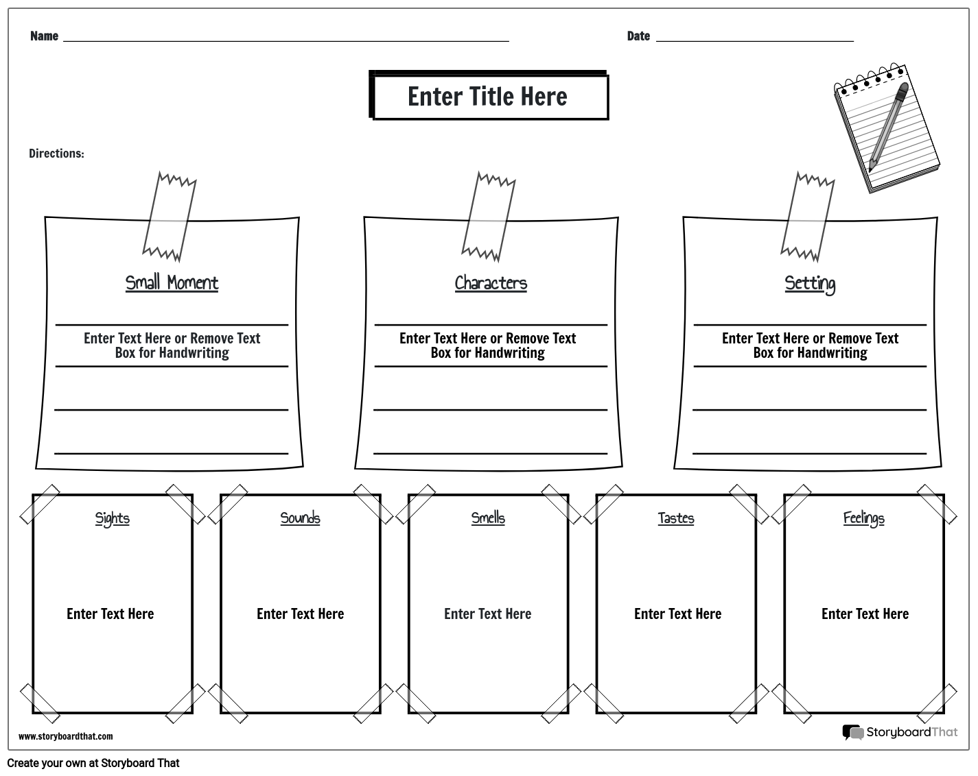 4 Square Writing Template