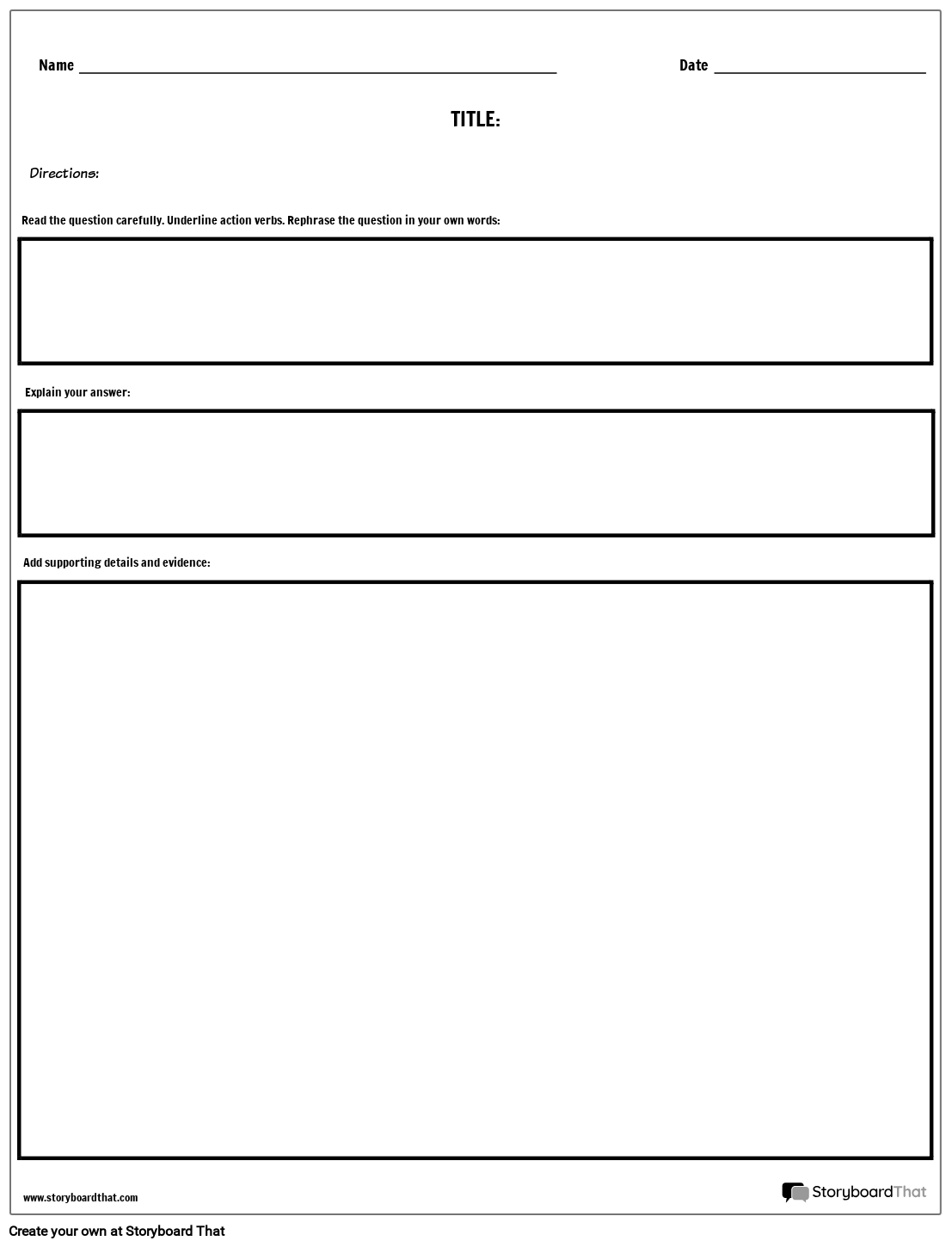 short answer response template open response worksheets