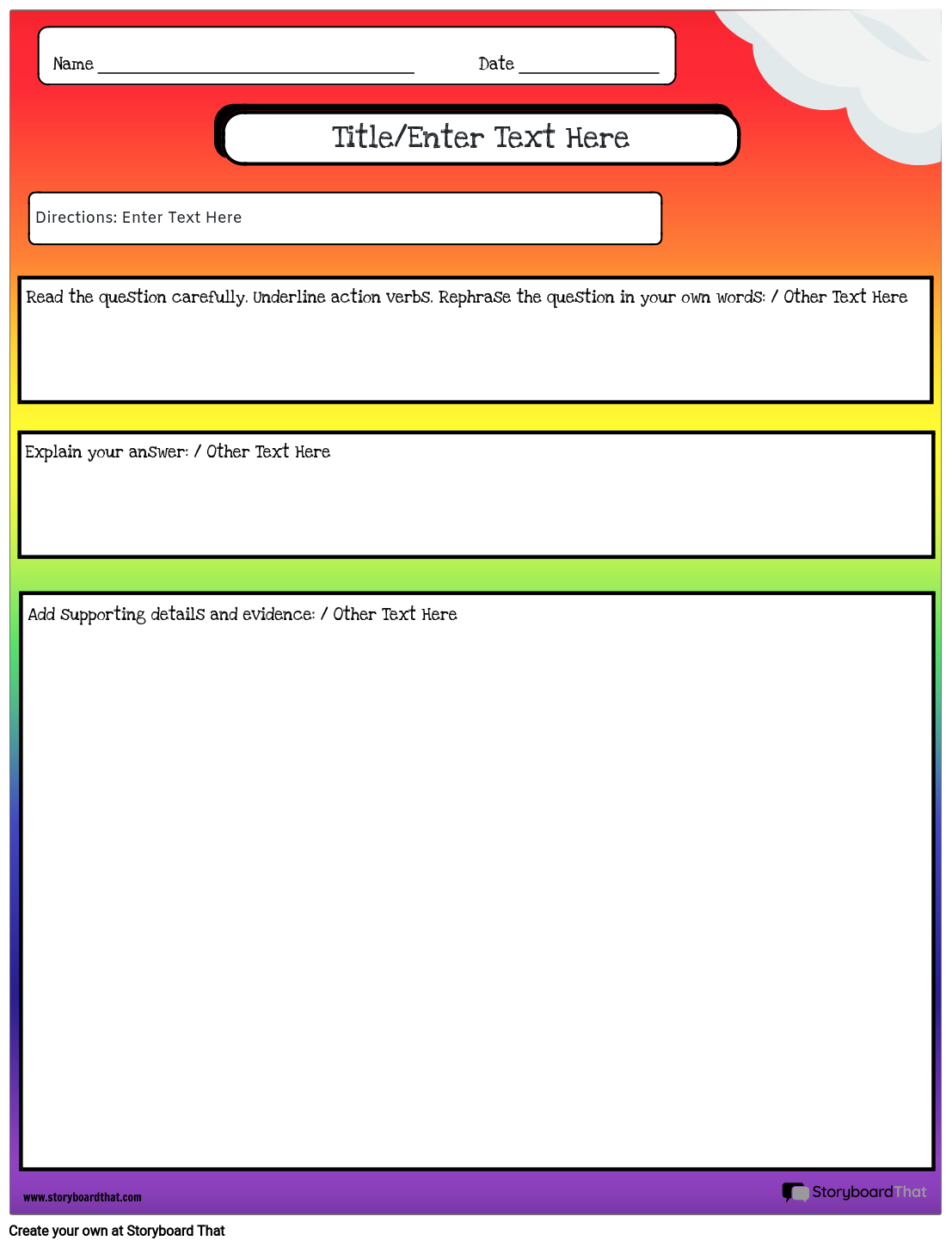 Open Response 2 Storyboard Por Worksheet templates